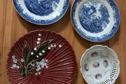 Majolica Schramberg plate, Finnish Arabia plates,