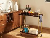Bar Storage Trolley Cart,Acrylic Metal Rolling Utility Mobile Shelving Organizer Cart with Handle Lockable Wheels for Living Room Kitchen Office Bedroom,Brown (MFDV-N)