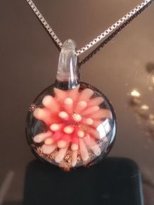 Vintage Murano Glass Pendant with Sterling Silver Italian Chain.