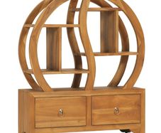 Cabinet with Yin Yang Shelf 68x26x83 cm Solid Teak Wood