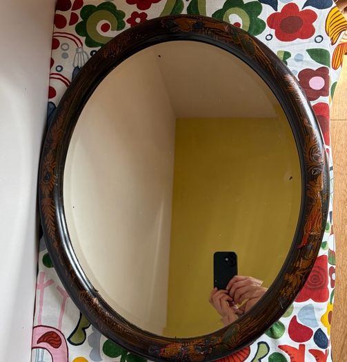 Vintage chinoiserie oval mirror