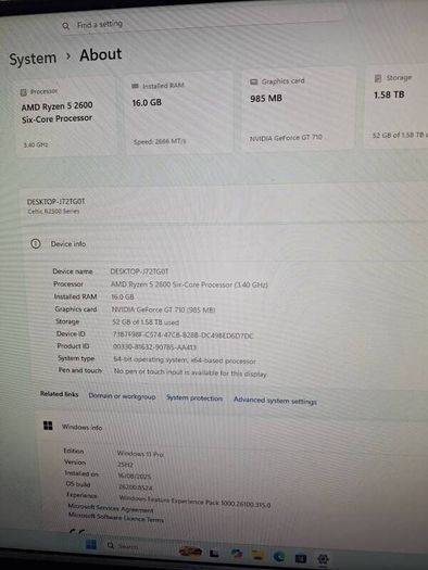 Asus AMD Ryzen 5 2600 6 core, 16 Gb Ram