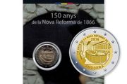 Andorra 2 Euro Commemorative Coin 2016 - 150 Years of the New Reform 1866 . Blister Card. BU