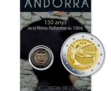 Andorra 2 Euro Commemorative Coin 2016 - 150 Years of the New Reform 1866 . Blister Card. BU