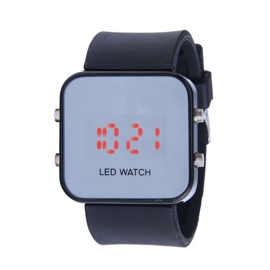 WHOLESALE PRICE 10 Black LED Mirror Digital Watch with Rubber Silicone Strap Jelly Band Unisex