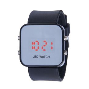 WHOLESALE PRICE 10 Black LED Mirror Digital Watch with Rubber Silicone Strap Jelly Band Unisex