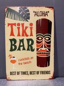 Tiki bar Tin Metal sign