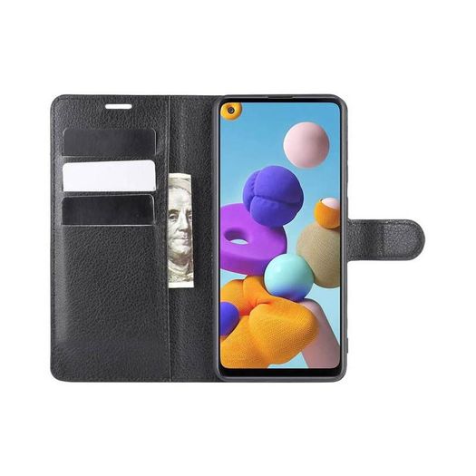 For Samsung Galaxy A21s Wallet Case Cover Flip Book PU Leather Holder Card Slots Black - FHT28SMK1