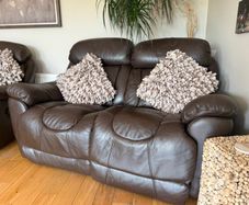 Dfs leather recliner sofas 3,2,1 & pouffe