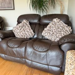 Dfs leather recliner sofas 3,2,1 & pouffe
