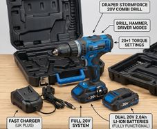 Draper Storm Force 20V Cordless Combi Drill Set + 2x Batteries & Charger [100% Working]