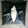 Leather Cushion, BLACK leather, Real Feather, like new Image 3
