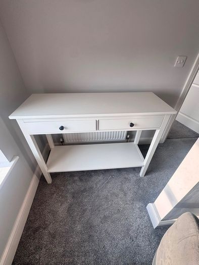 IKEA White Console Table with 2 Drawers & Lower Shelf
