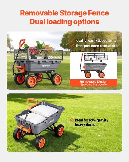 Garden Dump Cart 362kg with Fence
