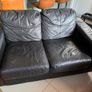 2 seater black leather sofa Image 2