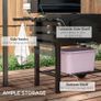 Charcoal Barbecue Grill Trolley Garden Smoker with Shelves, Adjustable Height, Thermometer on Lid, Opener and Wheels Image 5