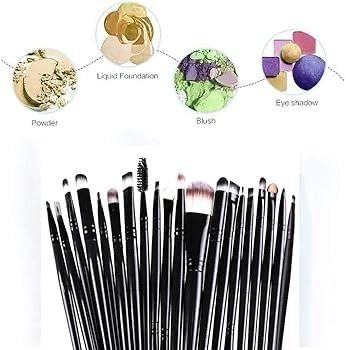 Make up Brush Set 20 PCs Professional Face Eyeliner for Foundation Blush Concealer Eyeshadow with Travel Black