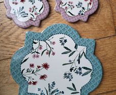 Set of ceramic coasters folk flowers NEW