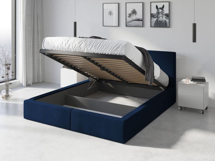 Bedroom Hilton upholstered bed frame. Storage box and  lifter support
