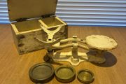 Antique Heavy cast iron scale with brass weights