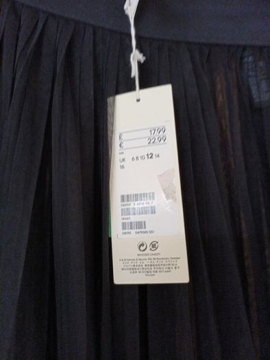 H&M Coachella  Black Sheer Skirt. S.12   B.N.W.T.