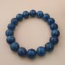 Deep Ocean Blue Apatite Bracelet Polished Round Beads Image 2