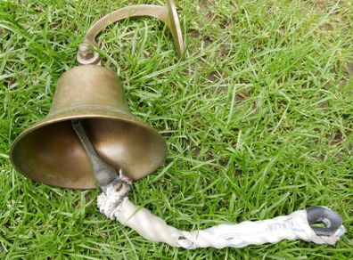 Vintage Brass Captain Ship Bell Maritime Wall Bracket Boat Decor