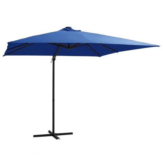 Cantilever Umbrella with LED lights and Steel Pole 250x250 cm Azure Blue
