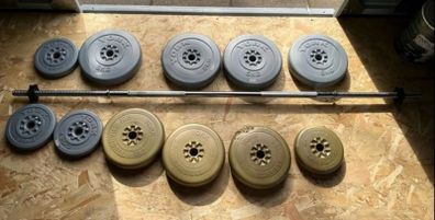 York barbell with weights and clips