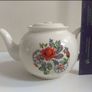 Lovely Country Style Red, White and Green Floral Teapot, Made in Romania Image 9