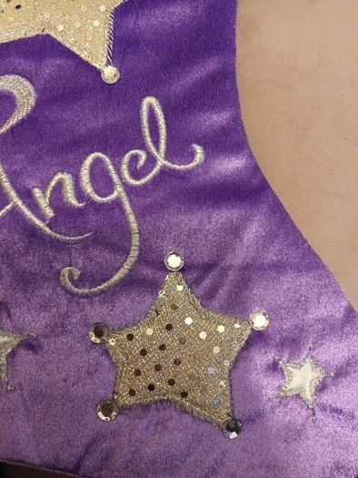 Purple christmas stocking