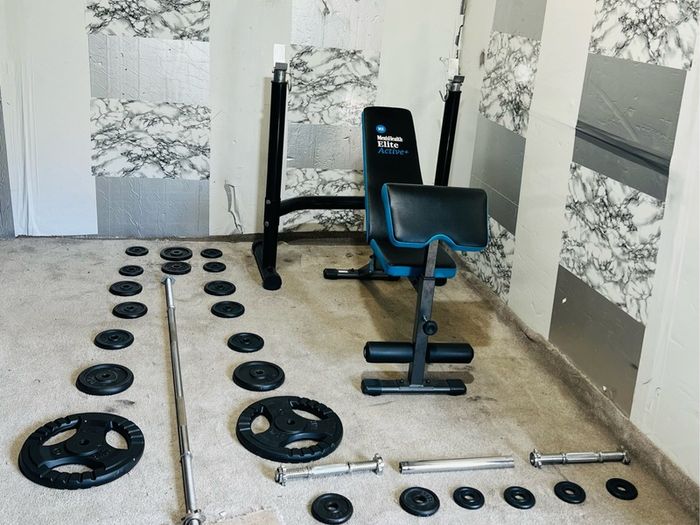 Iron Weights Adjustable Rack Bench Barbell Dumbbells