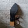 Brown and khaki green slip on low high heels Image 6