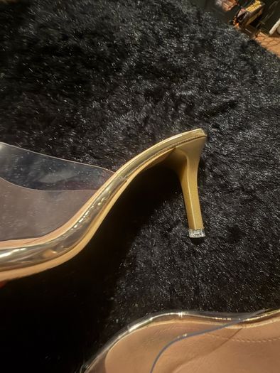 Gold & Clear Pointed Toe Heels Size 41 (Fits 40,40.5)