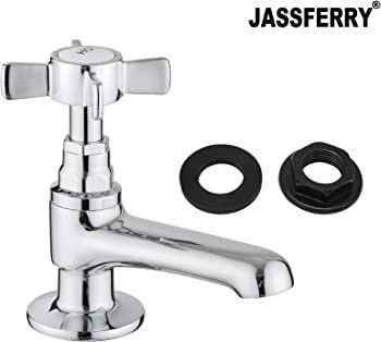 Pair of Basin Taps Hot and Cold Water Bathroom Sink Tap Chrome Crosshead Handle Lever 1/2" Faucet, Set of 2 (FREE POSTAGE)