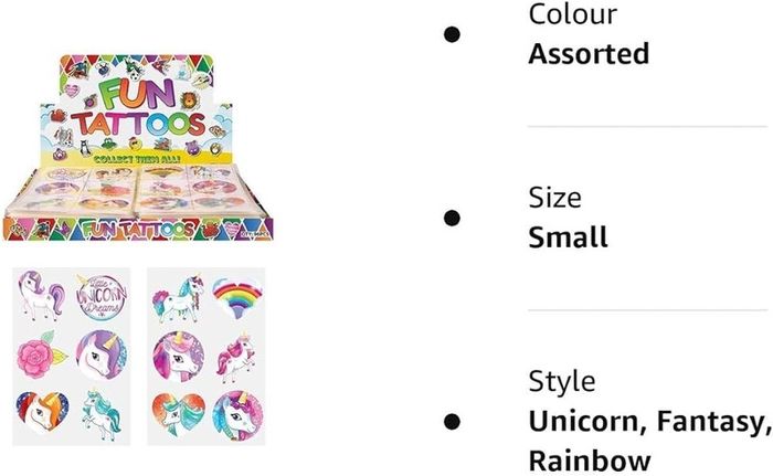 NEW SALE | 24 x Girls UNICORN Temporary Tattoos Children's Birthday Party Bag Filler