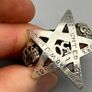 Chunky Heavy Vintage Silver Star and Skull Ring 10g - Biker, Gothic Image 6