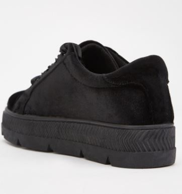 Velveteen Ribbon Lace Up Trainers - black