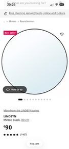 IKEA  LINDBYN Mirror, black, 80 cm