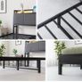 Double Bed Frame, 4FT6 Bed Frame Ergonomics Double with Charging Station and LED Lights, Heavy Duty Platform Full Bed with Fabric Storage Sloped Headboard, No Box Spring Needed, (Black) Image 4