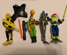 Vintage GI Joe 1991 1992 Figures - Cobra Eel, Wet-Suit, Flint Eco Warriors + Accessories & Shark