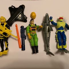 Vintage GI Joe 1991 1992 Figures - Cobra Eel, Wet-Suit, Flint Eco Warriors + Accessories & Shark