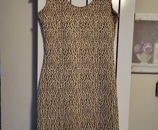Cream/gold/black sleeveless dress with silver sparkle