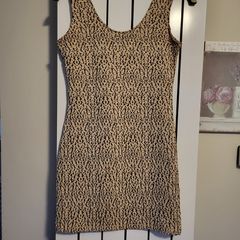 Cream/gold/black sleeveless dress with silver sparkle