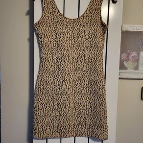 Cream/gold/black sleeveless dress with silver sparkle