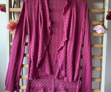 Cardigan twist brand waterfall front lace knit