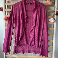 Cardigan twist brand waterfall front lace knit