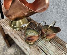 Vintage copper and brass coal helmet +2