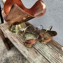 Vintage copper and brass coal helmet +2