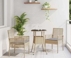 Garden Dining Set 3 pcs Grey Poly rattan